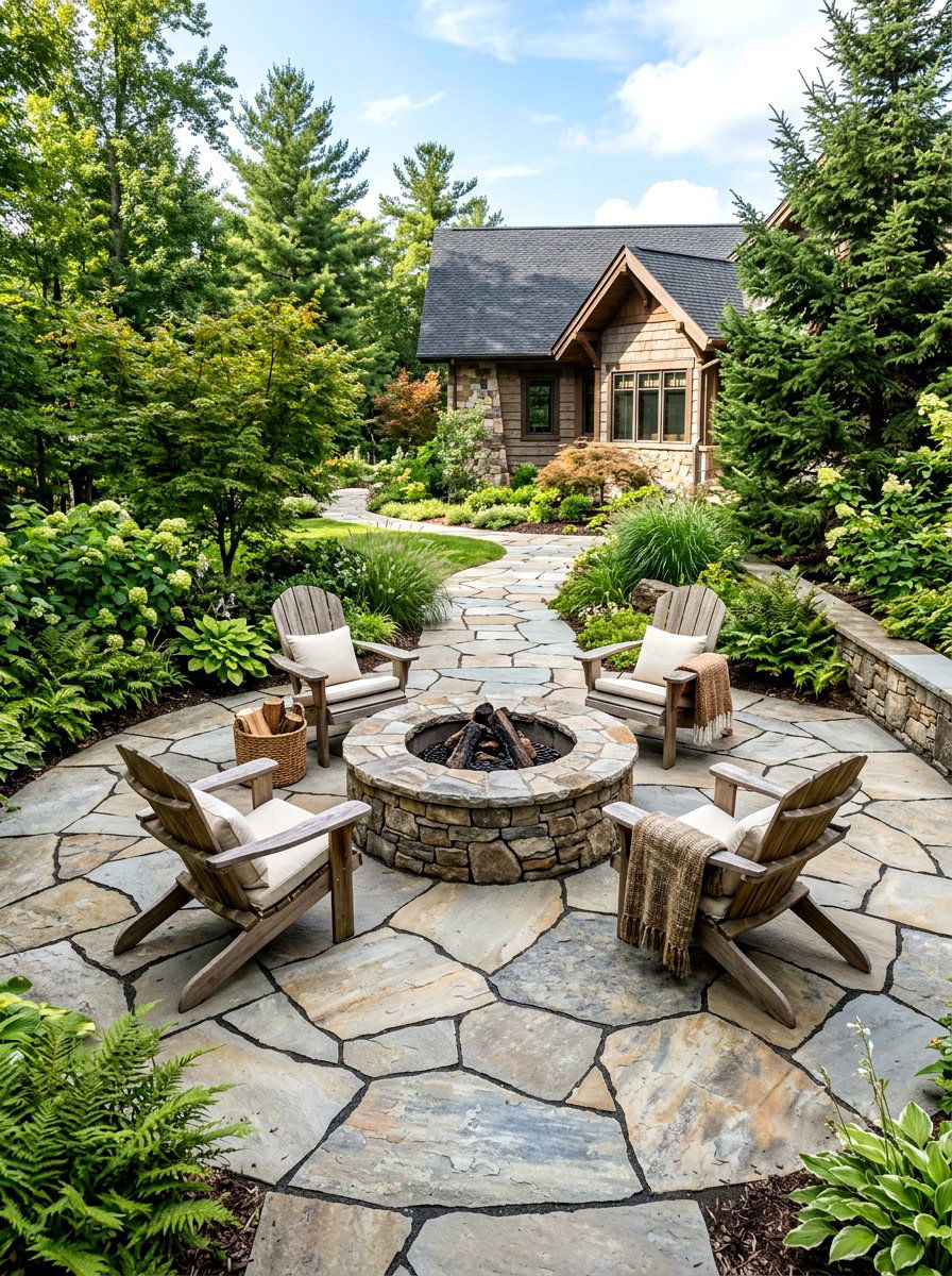 Flagstone Fire Pit Patio - 25 Spring Fire Pit Area Decor Ideas