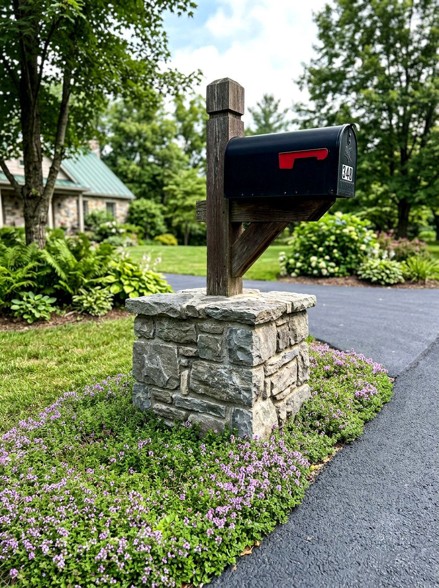 Flagstone Mailbox Base - 25 Spring Mailbox Post Decor Ideas