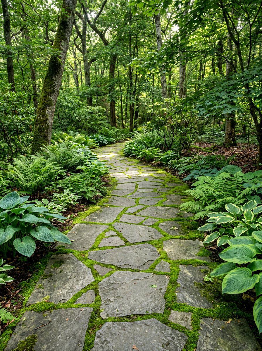 Flagstone path with moss - 25 Spring Garden Path Decor Ideas