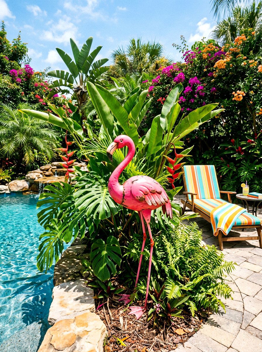 Flamingo Garden Ornament - 25 Spring Garden Animal Decor Ideas