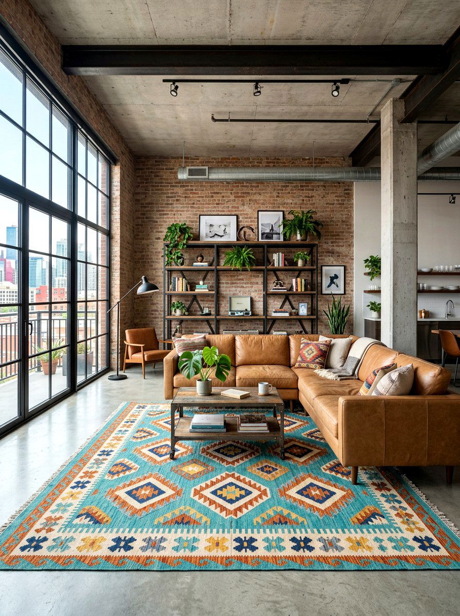 Flatweave Kilim Rug - 25 Spring Living Room Rug Ideas