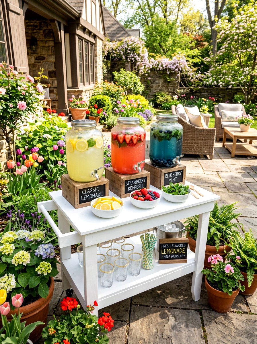 Flavored Lemonade Station - 25 Spring Brunch Party Ideas