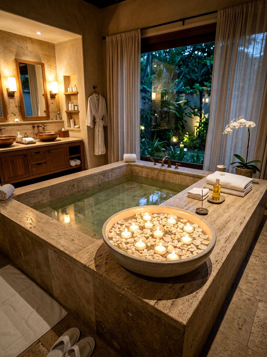 Floating Candle Bowl - 25 Spring Spa Decor Ideas