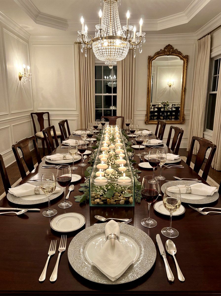 Floating Candle Display - 25 Spring Long Table Decor Ideas