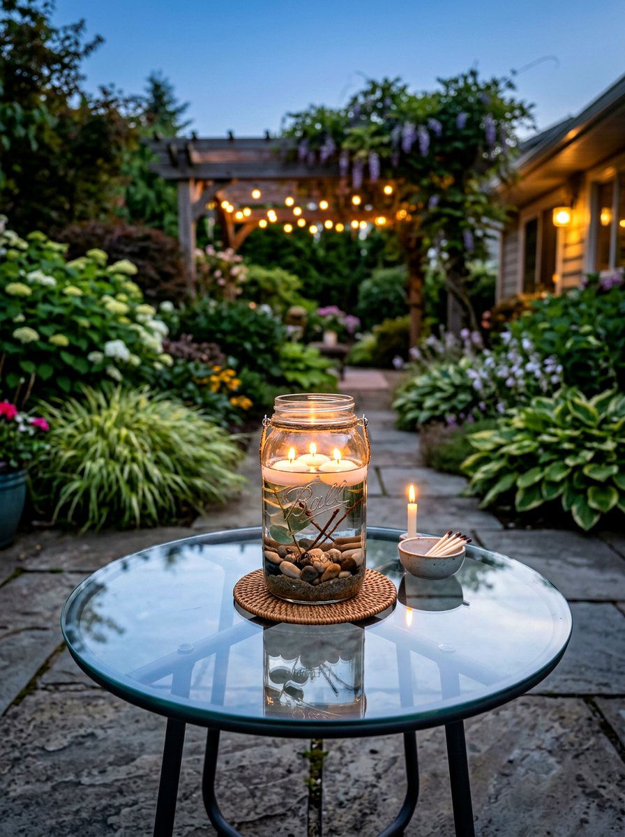 Floating Candle Mason Jar Lantern - 25 Spring Mason Jar Lantern Ideas