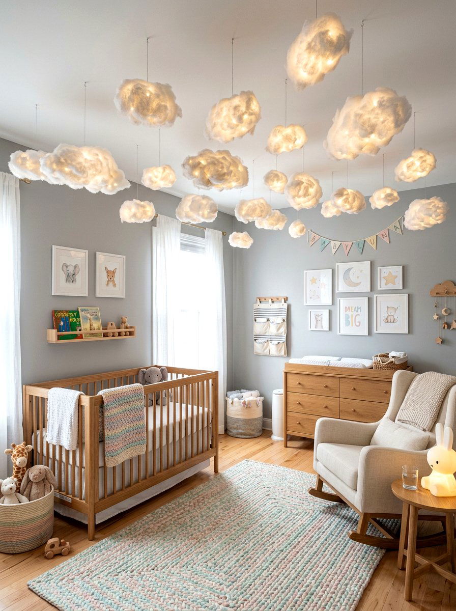 Floating Cloud Light Decor - 25 Spring Fairy Light Ideas