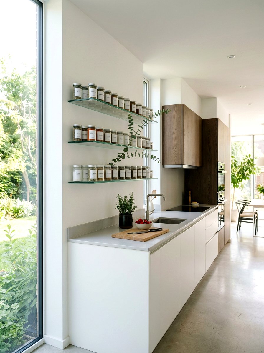 Floating Glass Spice Shelf - 25 Spring Spice Rack Decor Ideas