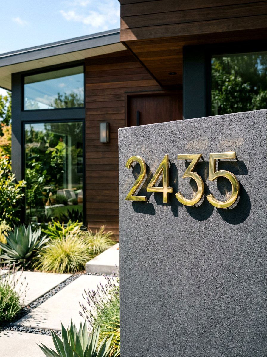 Floating Gold House Numbers - 25 Spring House Number Decor Ideas