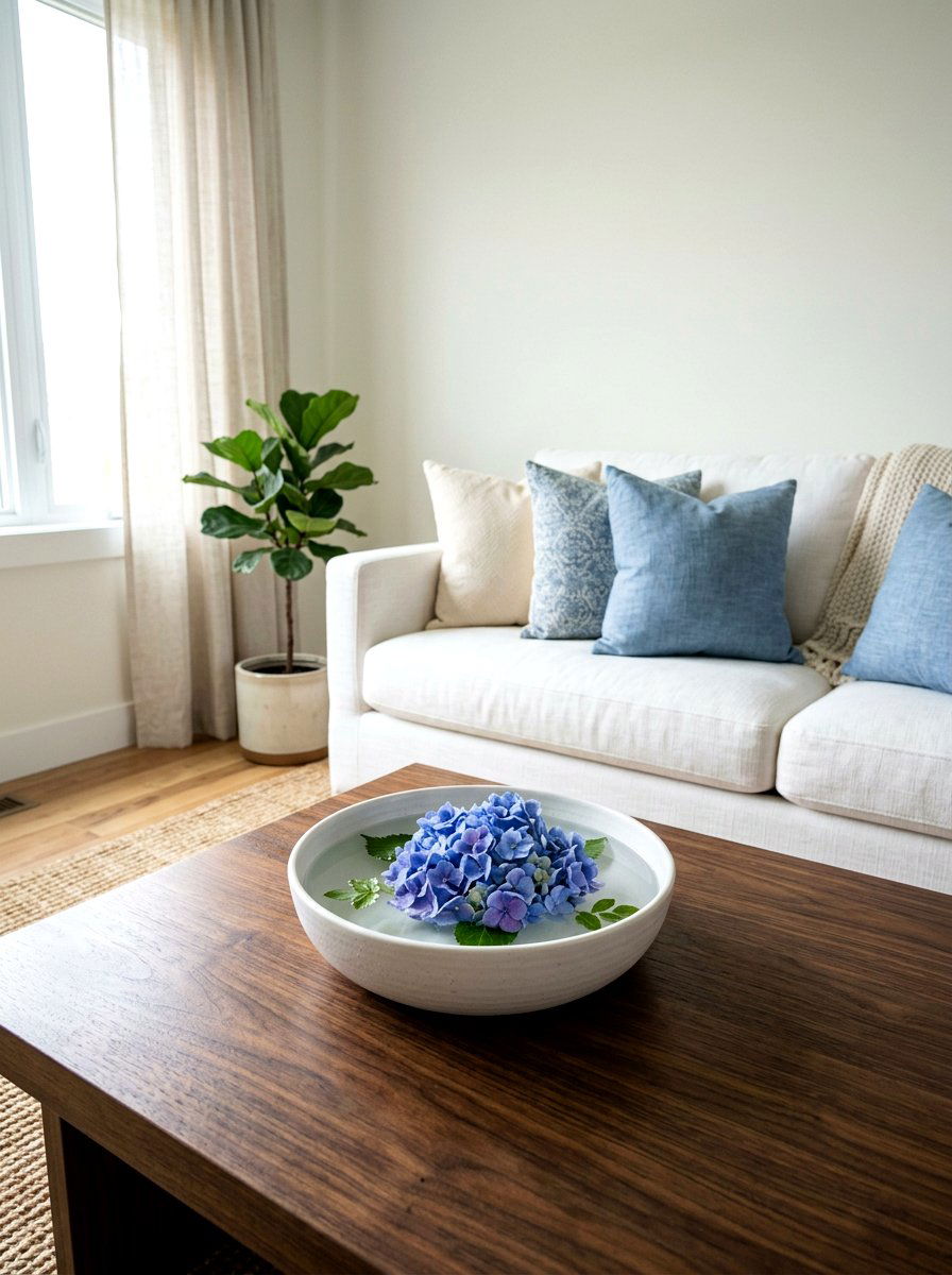 Floating Hydrangea Bowl - 25 Spring Hydrangea Centerpiece Ideas