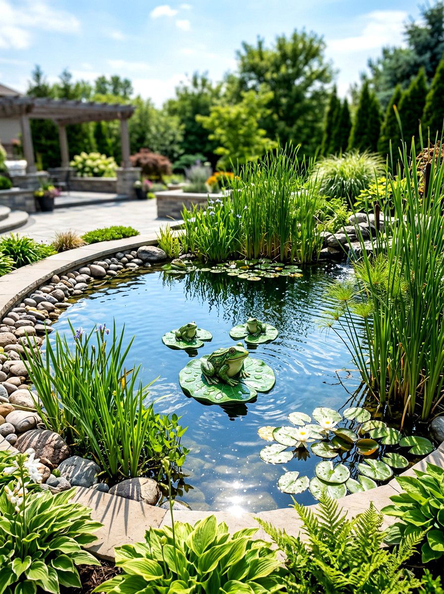 Floating Lily Pad Frogs - 25 Spring Frog Garden Decor Ideas