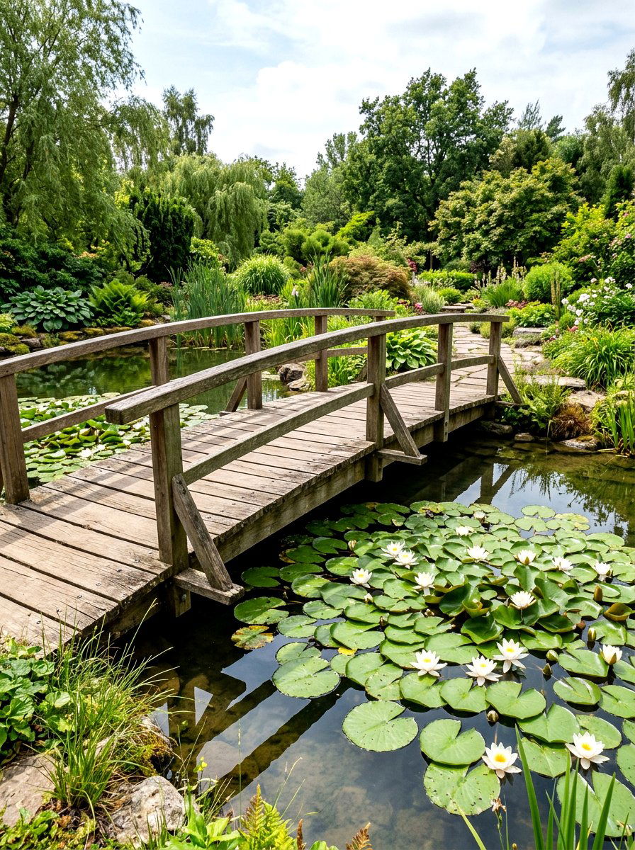 Floating Lily Pads Garden Bridge - 25 Spring Garden Bridge Decor Ideas