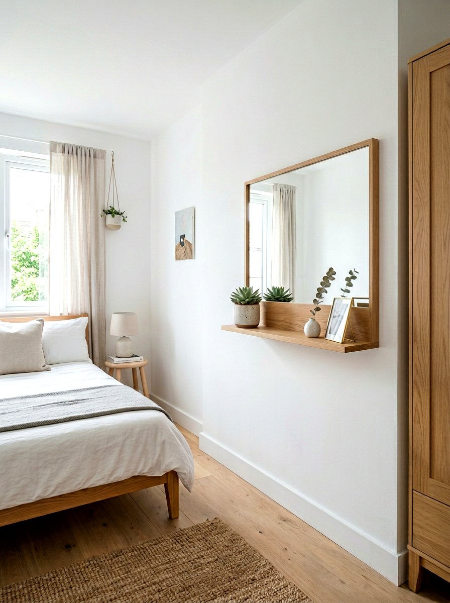 Floating Mirror Shelf - 25 Spring Bedroom Mirror Ideas