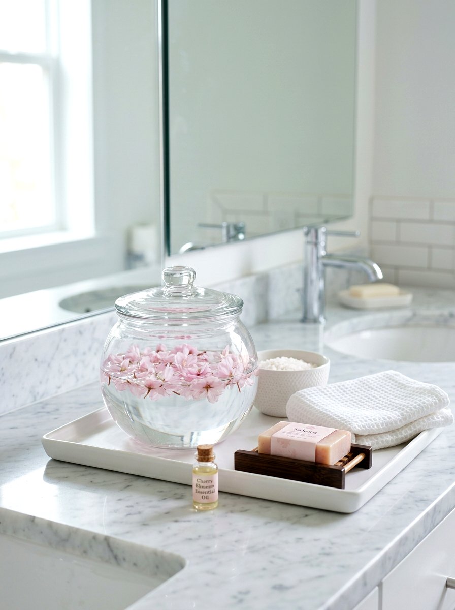 Floating Petal Glass Jar - 25 Spring Bathroom Jar Ideas