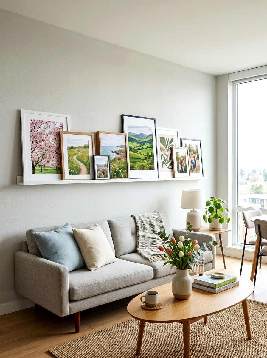 Floating Picture Ledge - 25 Spring Living Room Wall Decor Ideas