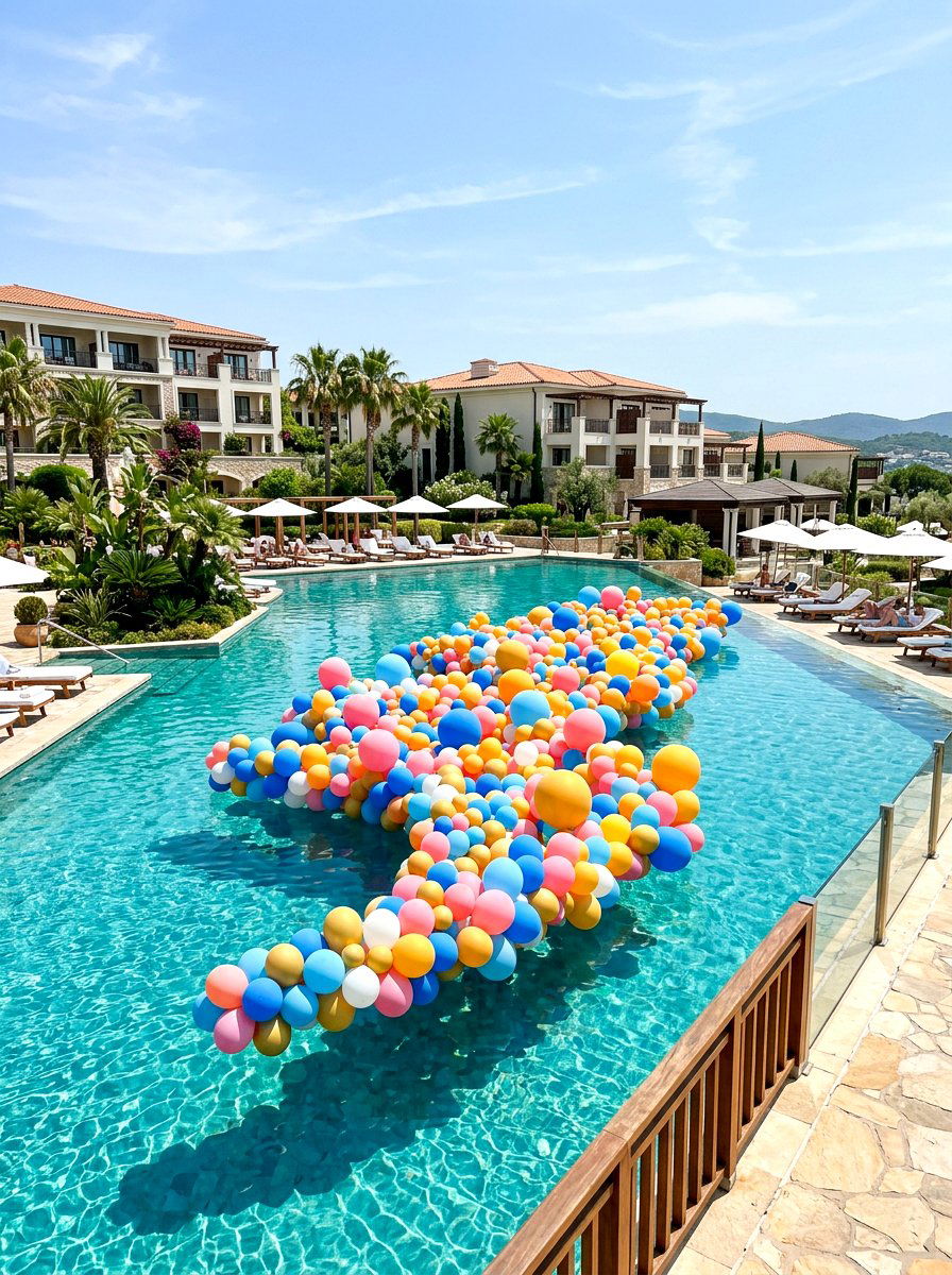 Floating Pool Balloon - 25 Spring Balloon Decor Ideas