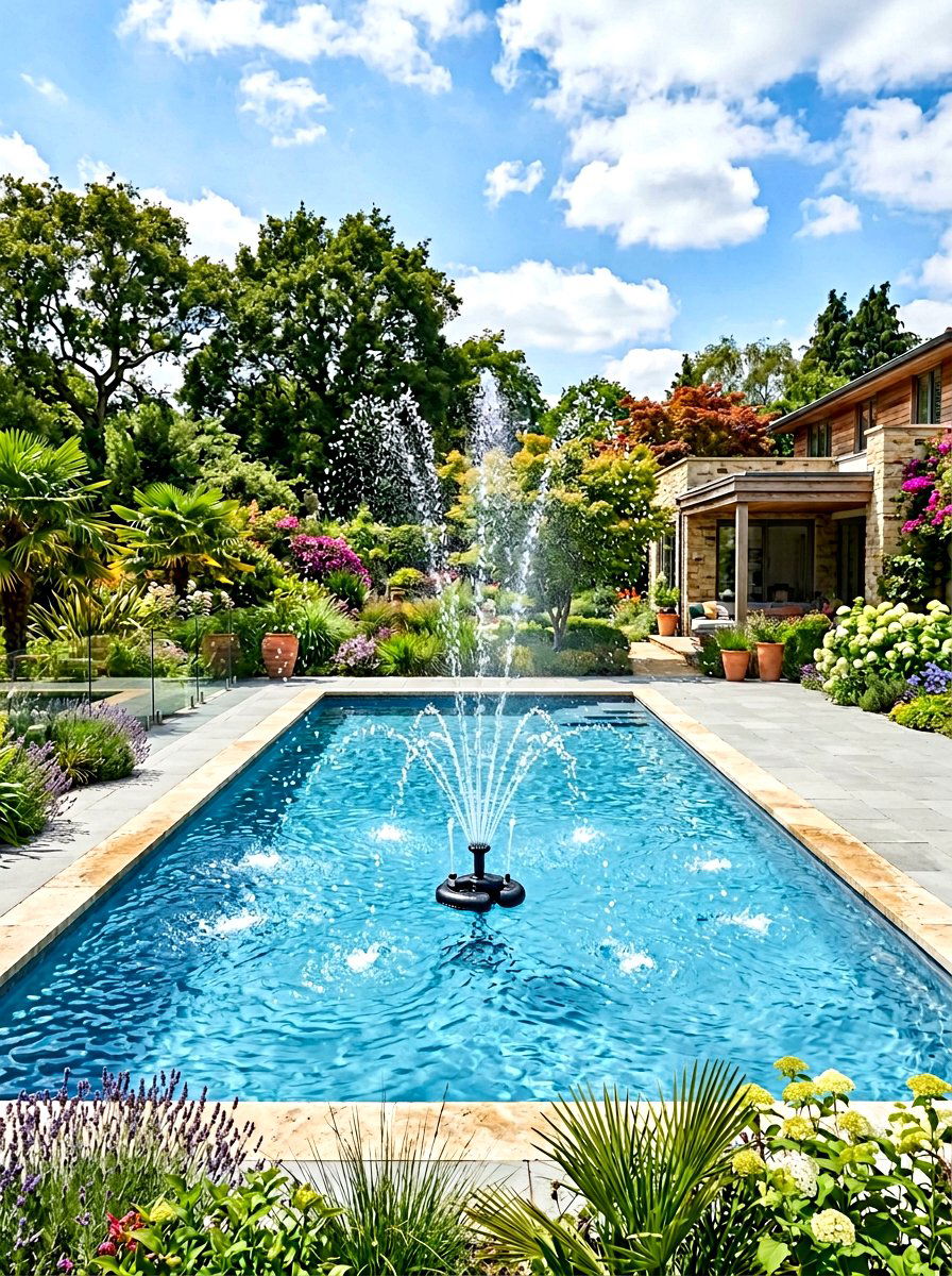 Floating Pool Fountain - 25 Spring Pool Area Decor Ideas