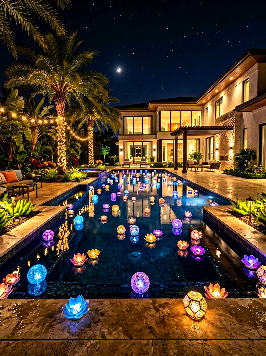 Floating Pool Lanterns - 25 Spring Outdoor Lantern Ideas