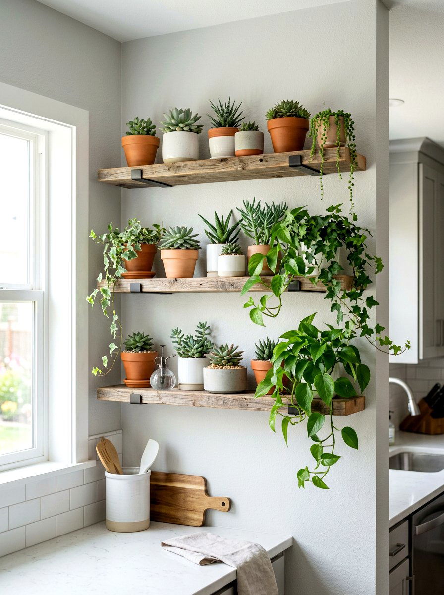 Floating Shelf Garden - 25 Spring Indoor Garden Ideas