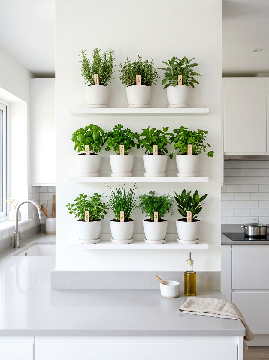 Floating Shelf Herb Display - 25 Spring Indoor Herb Display Ideas