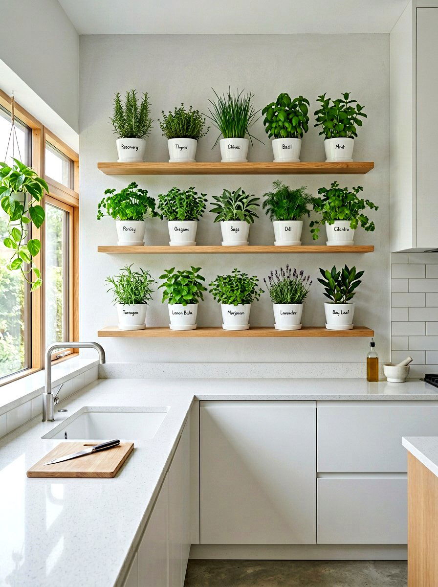 Floating Shelf Herb Garden - 25 Spring Herb Decor Ideas