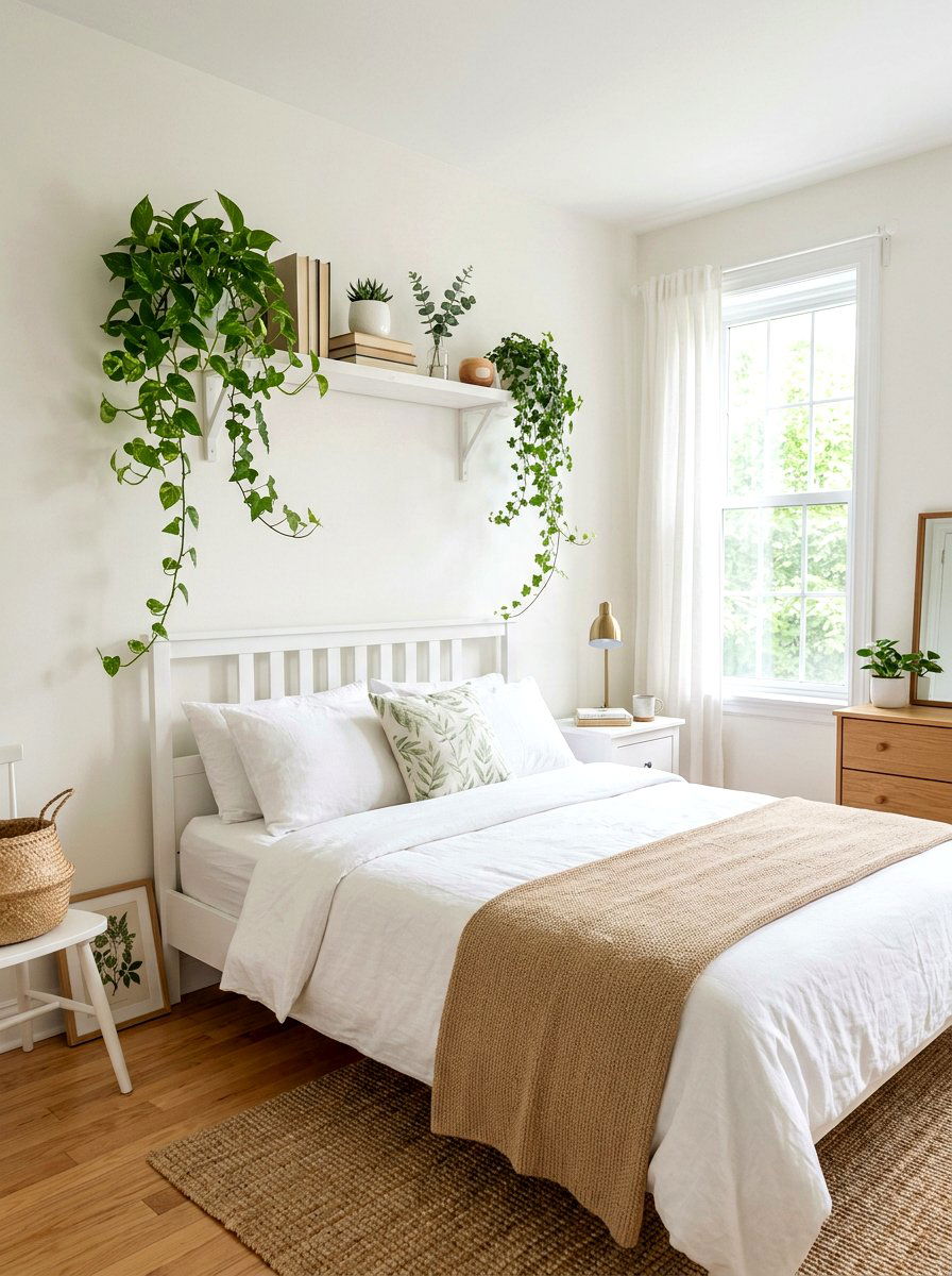 Floating Shelf Plant - 25 Spring Headboard Decor Ideas
