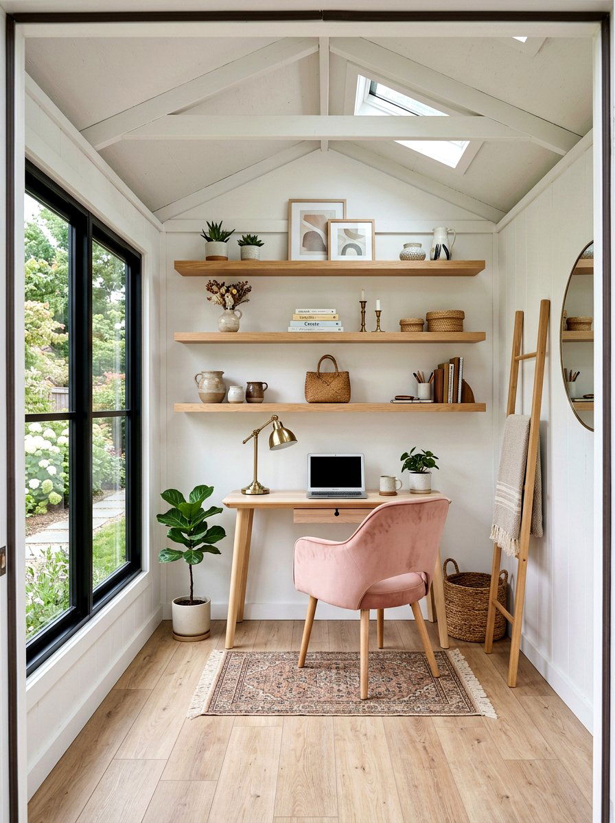 Floating Shelves - 25 Spring She Shed Decor Ideas