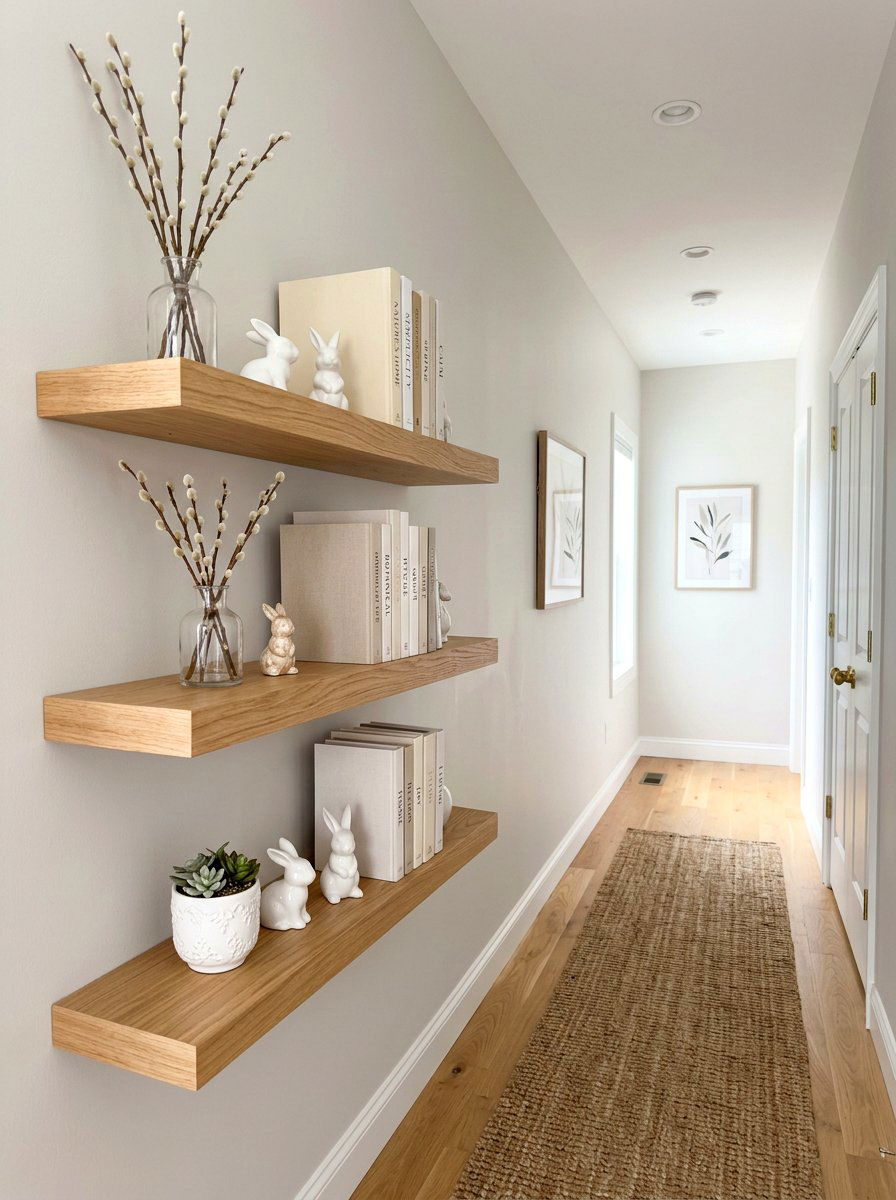 Floating Wood Shelf - 25 Spring Shelf Vignette Ideas