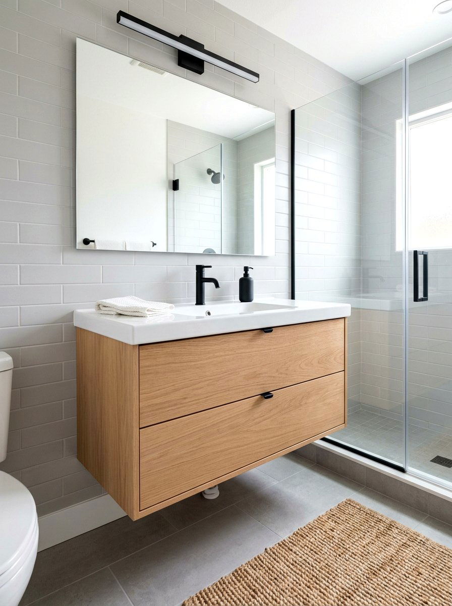 Floating Wood Vanity For Small Bathroom - 25 Spring Powder Room Decor Ideas