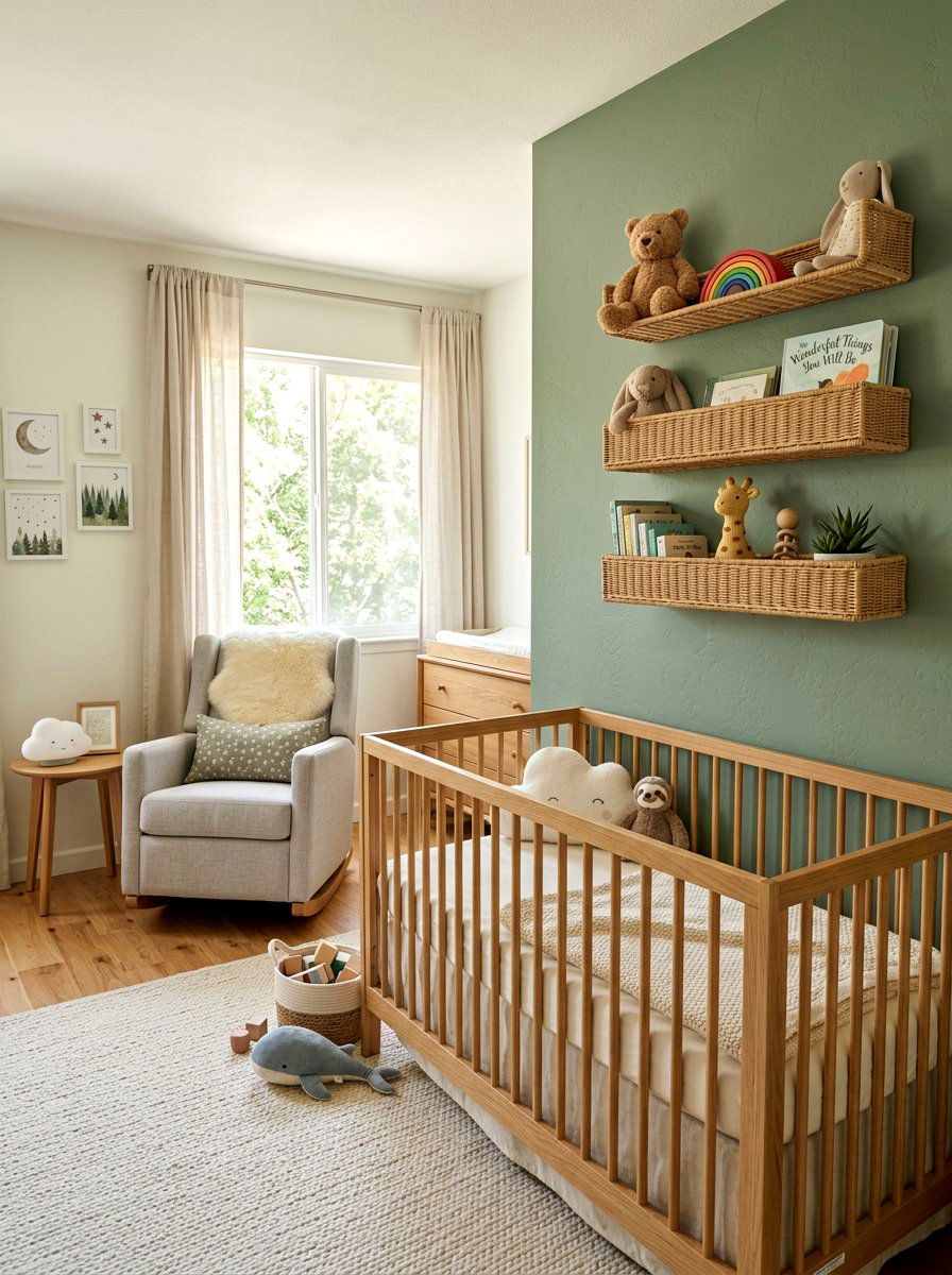 Floating basket shelf - 25 Spring Woven Basket Decor Ideas