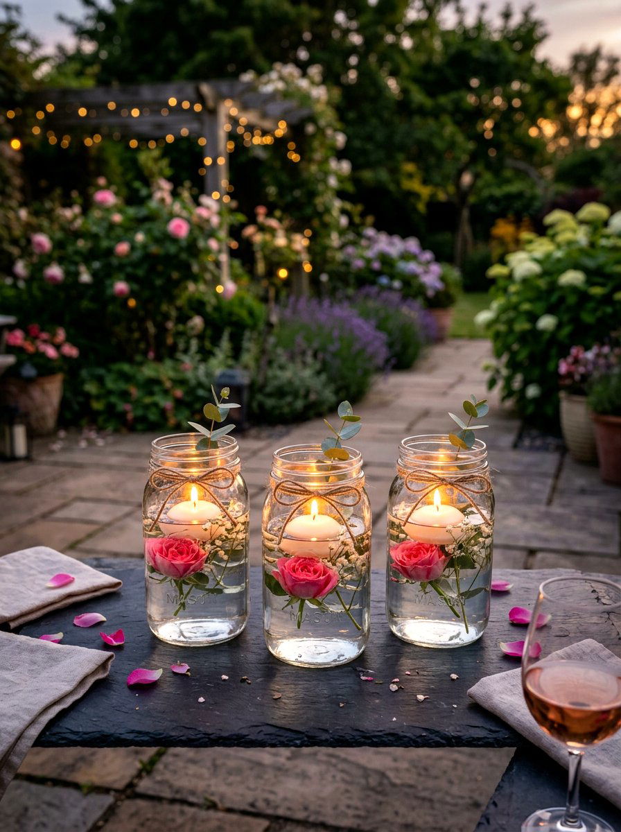 Floating candle mason jar vase - 25 Spring Mason Jar Vase Ideas