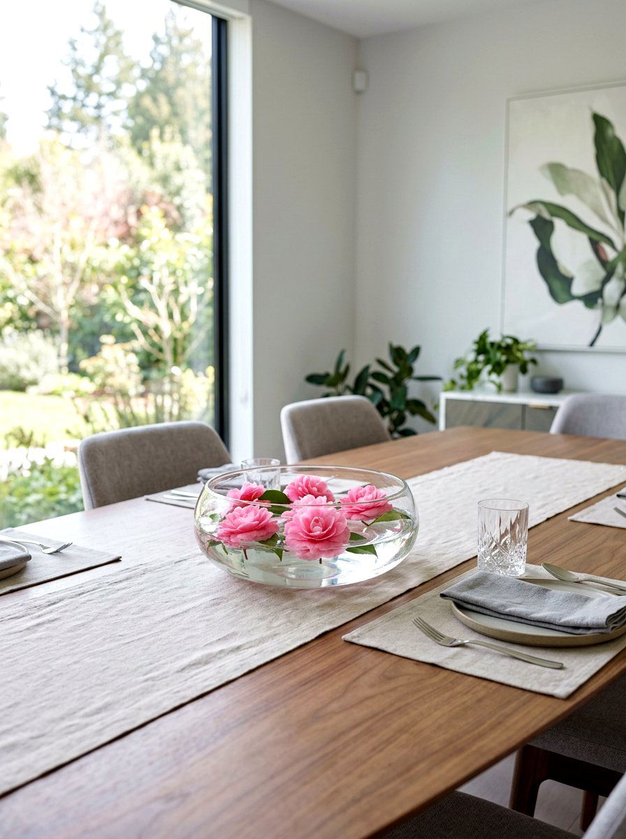 Floating flower bowl centerpiece - 25 Spring Floral Decor Ideas