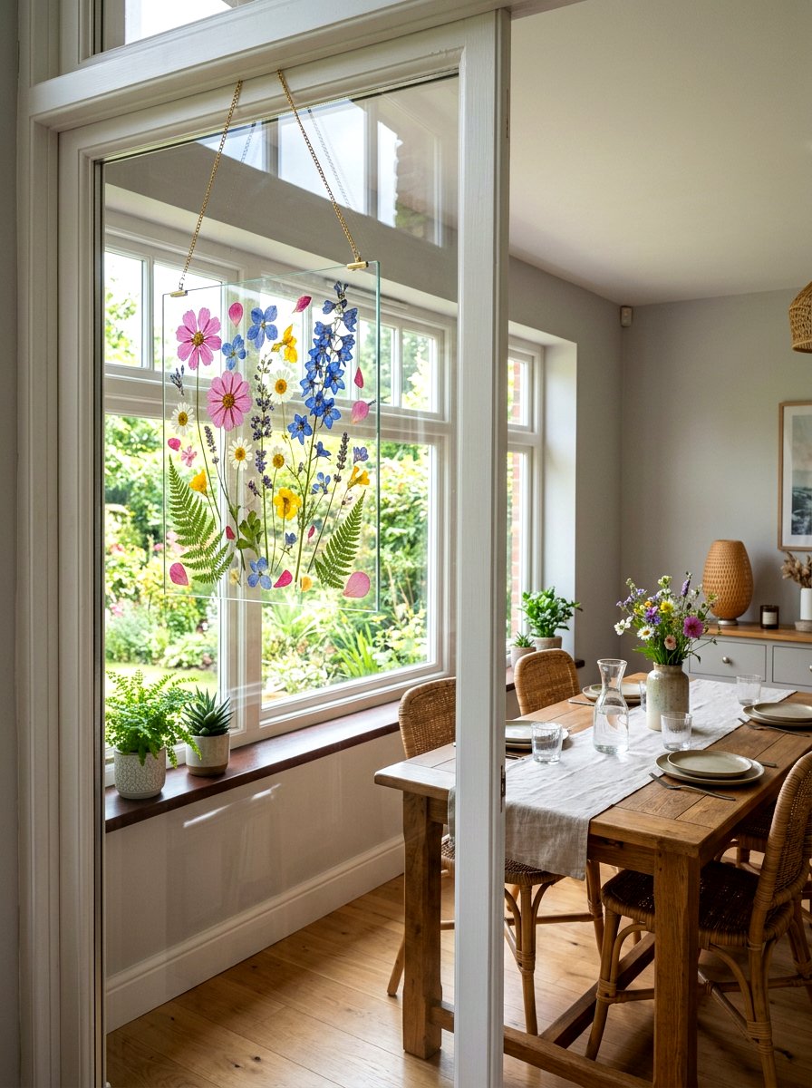 Floating glass frame - 25 Spring Dried Flower Ideas