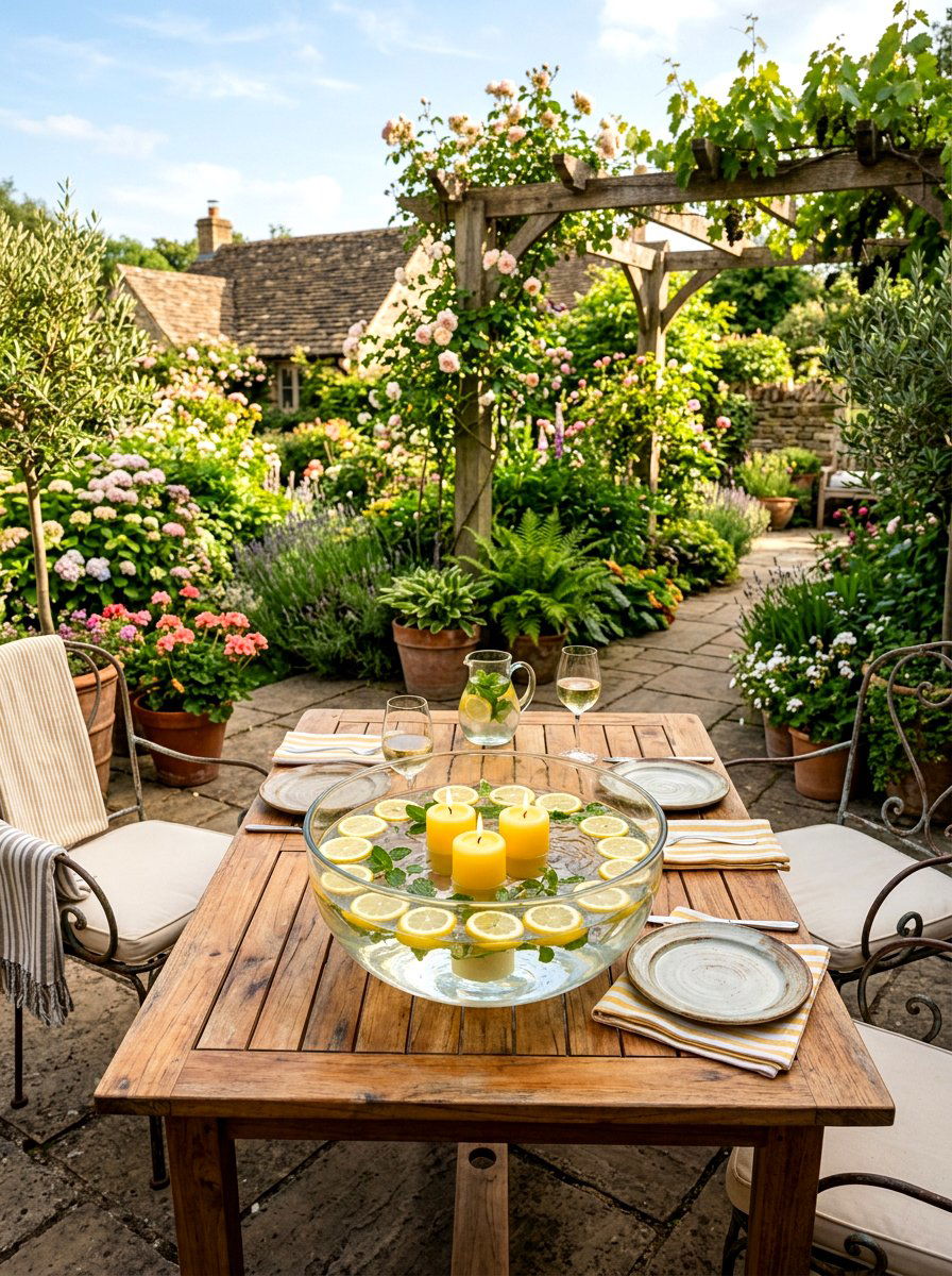 Floating pillar candle bowl - 25 Spring Pillar Candle Ideas