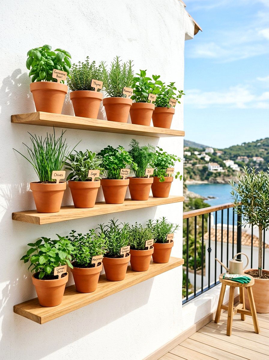 Floating shelf herb garden - 25 Spring Balcony Herb Garden Ideas