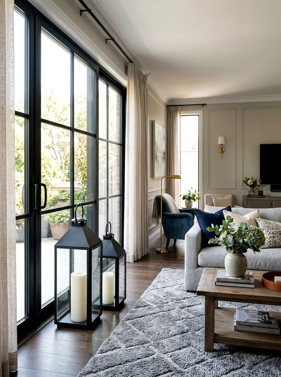 Floor Lanterns For Sliding Door - 25 Spring Sliding Door Decor Ideas