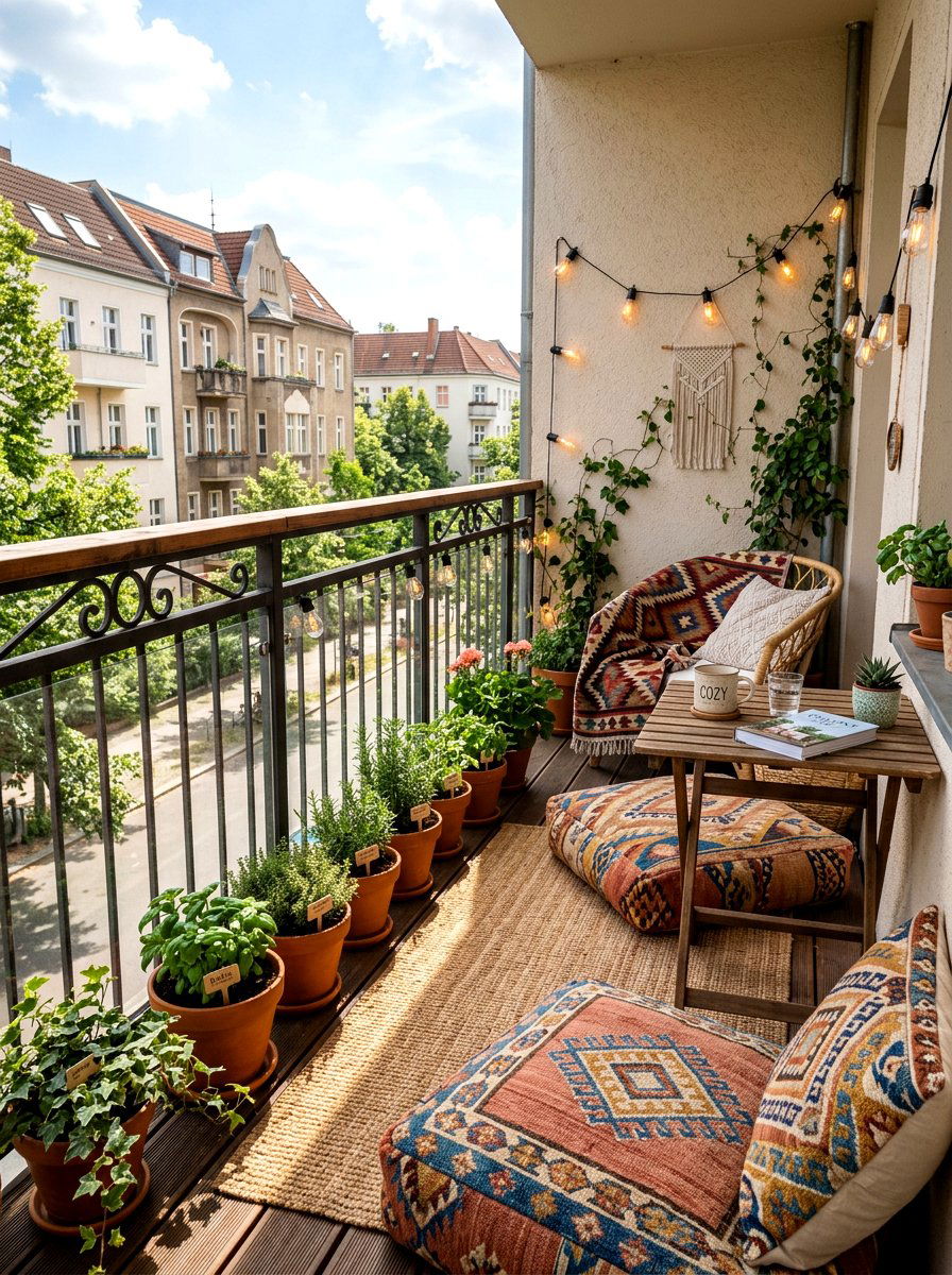 Floor cushions balcony - 25 Spring Bohemian Decor Ideas