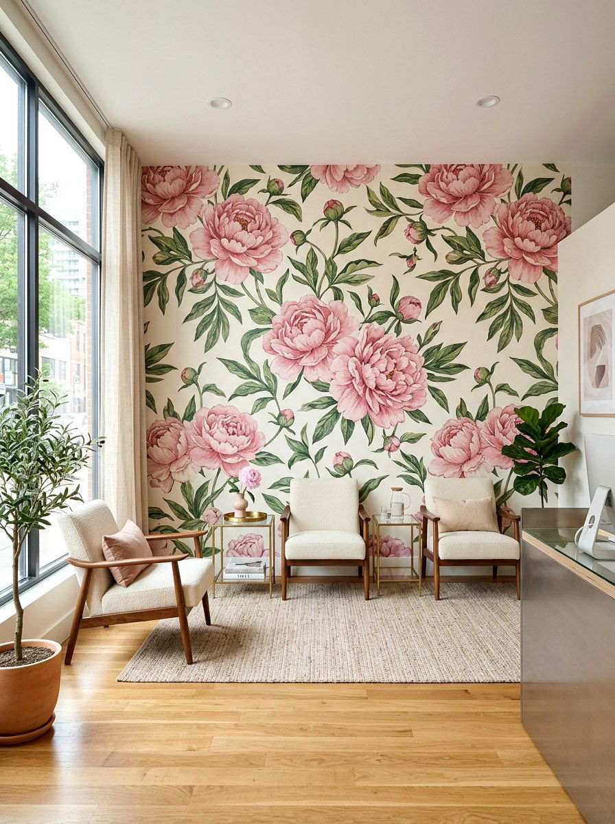 Floral Accent Wall - 25 Spring Waiting Room Decor Ideas