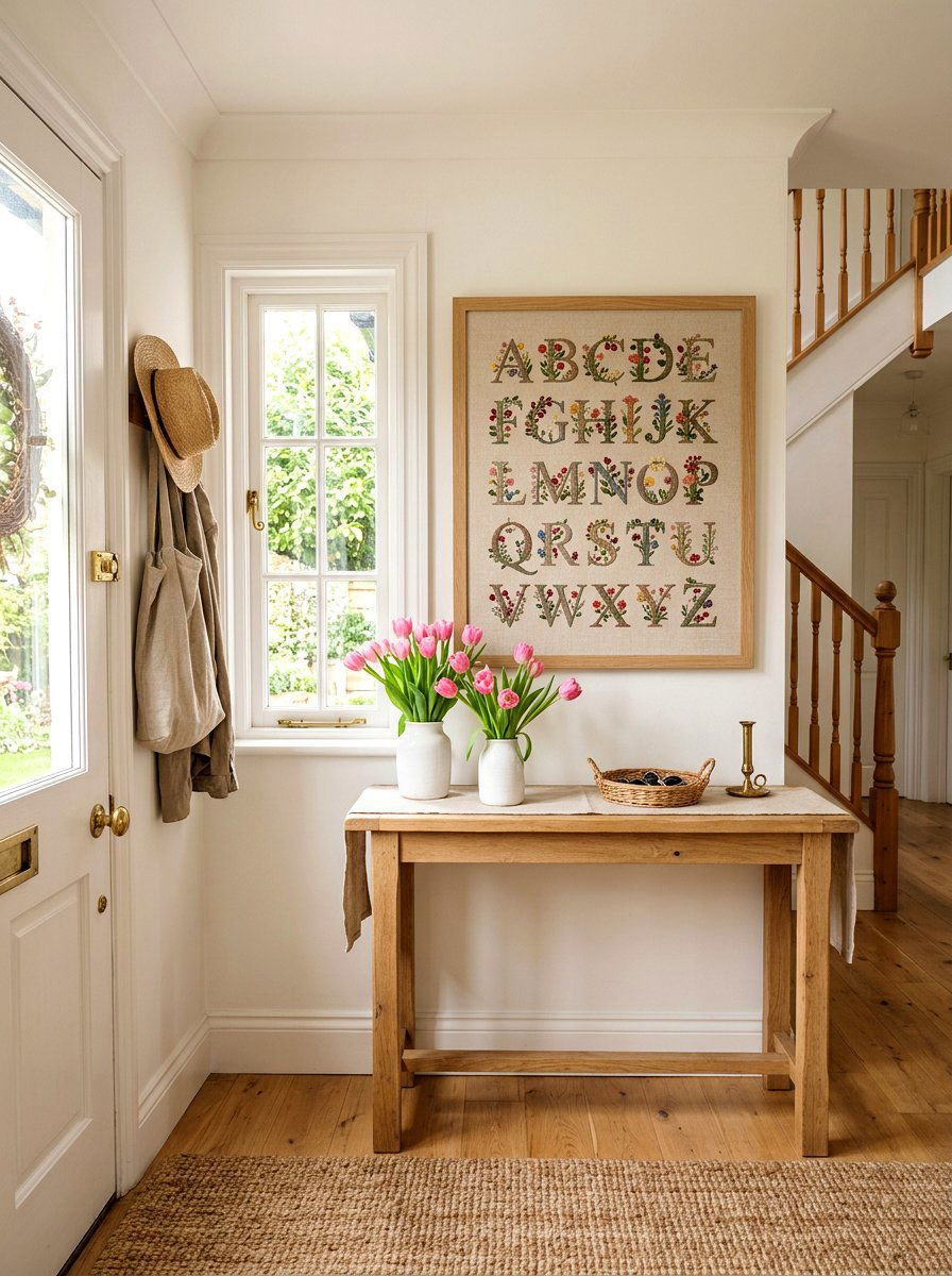 Floral Alphabet Sampler - 25 Spring Cross Stitch Decor Ideas
