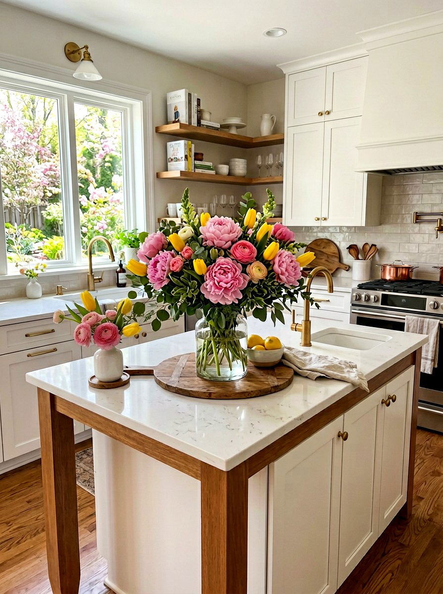 Floral Arrangement On Kitchen Cabinet - 25 Spring Kitchen Cabinet Decor Ideas