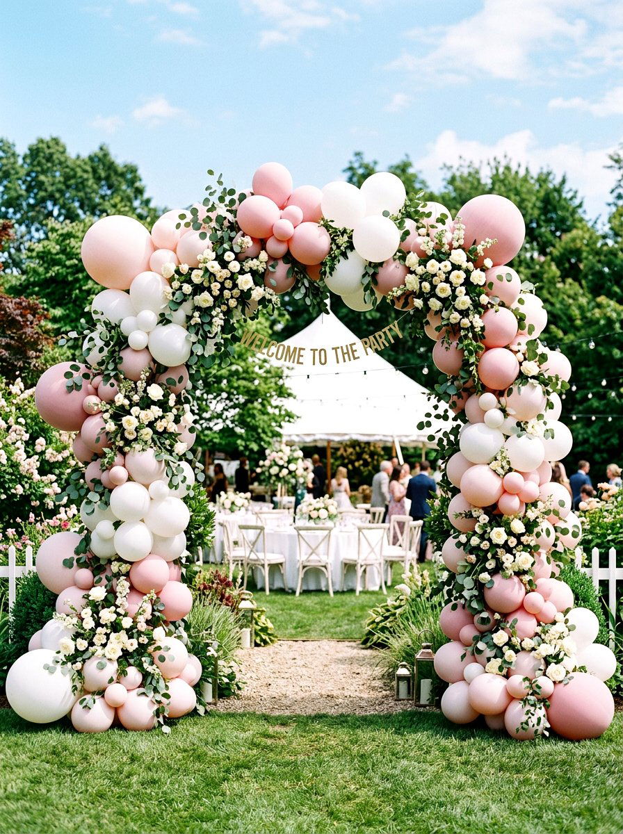 Floral Balloon Arch - 25 Spring Garden Party Decor Ideas