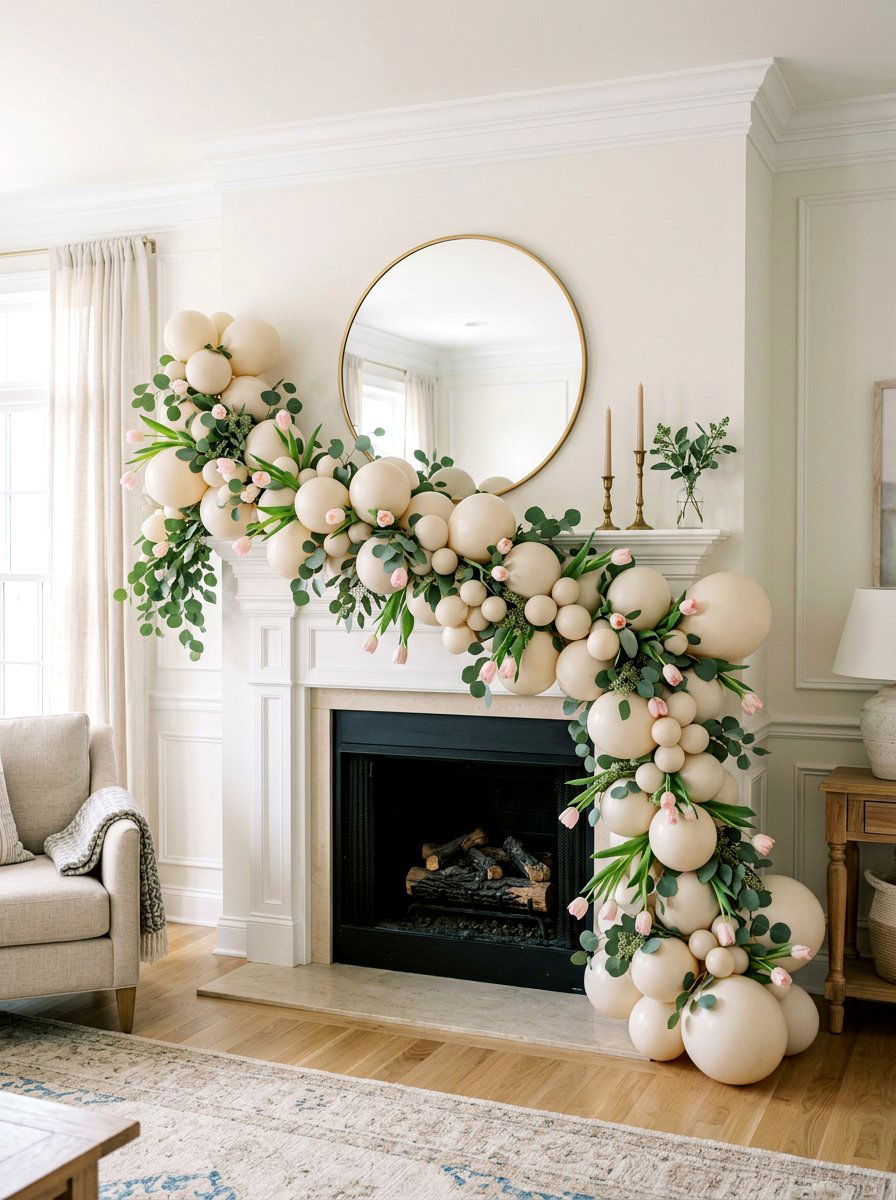 Floral Balloon Garland - 25 Spring Balloon Decor Ideas