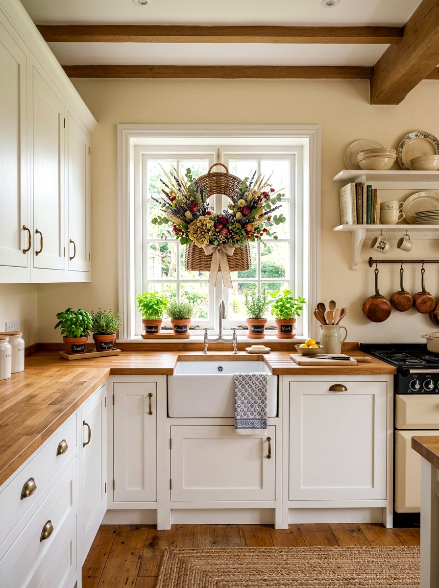 Floral Basket Wreath - 25 Spring Window Wreath Ideas