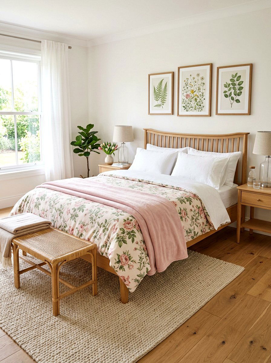 Floral Bedding Set - 25 Spring Bed Frame Decor Ideas