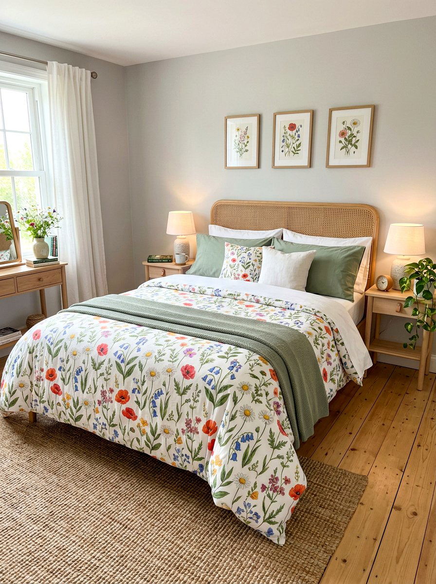 Floral Bedroom Bedding - 25 Spring Airbnb Decor Ideas