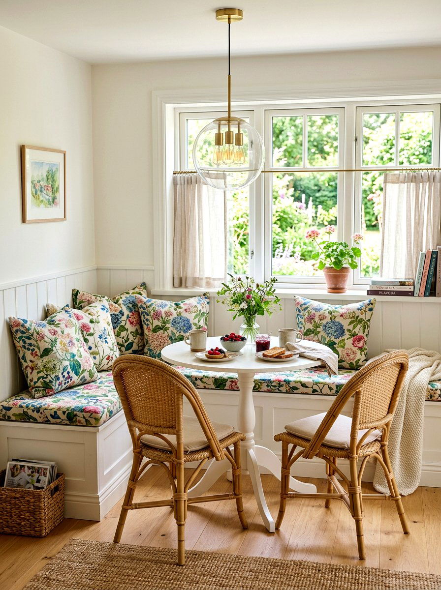Floral Breakfast Nook Seating - 25 Spring Floral Print Decor Ideas