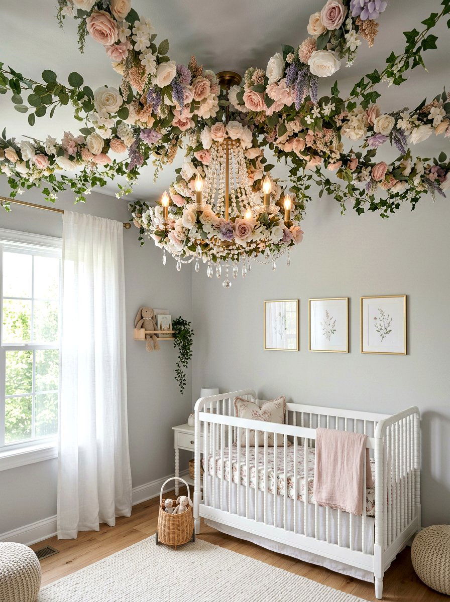 Floral Ceiling Decor - 25 Spring Nursery Decor Ideas