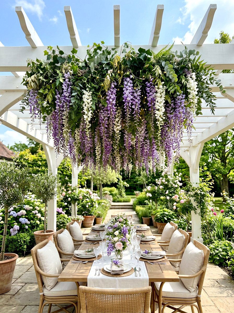 Floral Ceiling Installation - 25 Spring Outdoor Wedding Decor Ideas