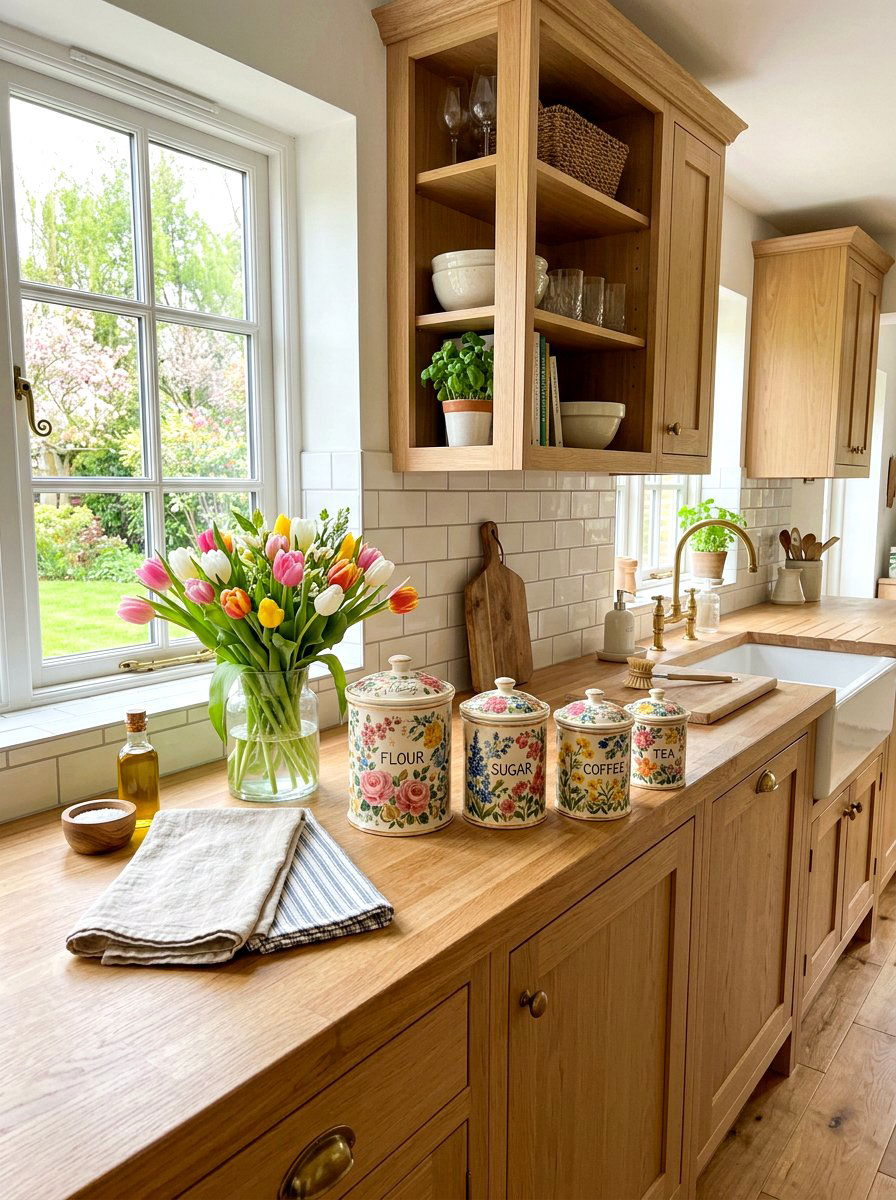 Floral Ceramic Canisters - 25 Spring Kitchen Canisters Ideas