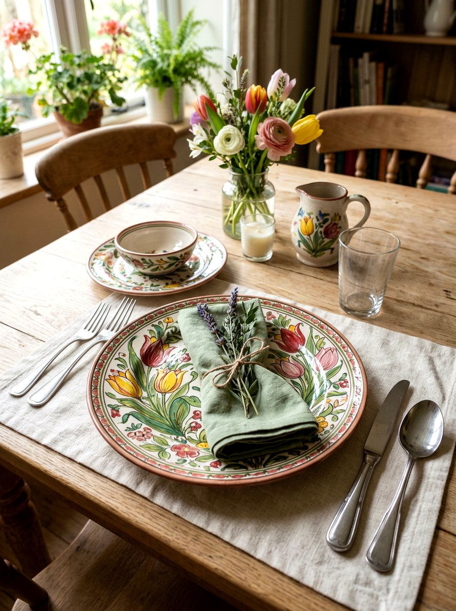 Floral Ceramic Charger - 25 Spring Charger Plate Ideas
