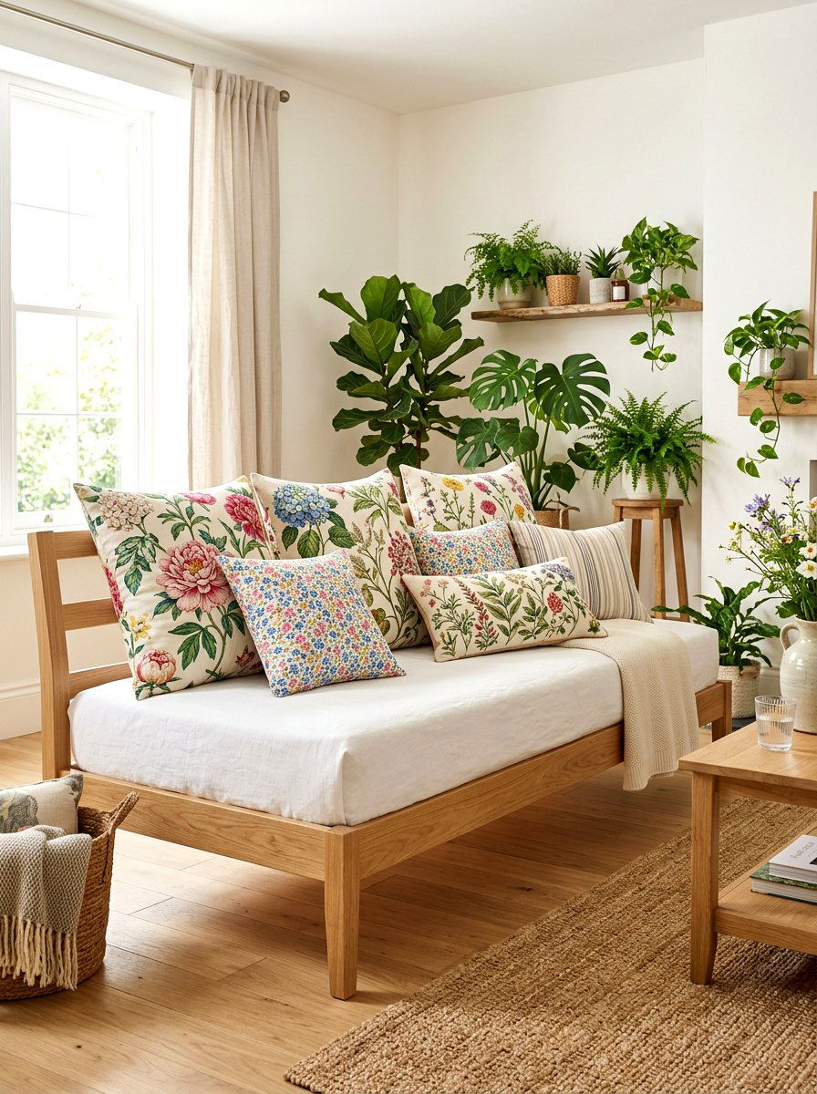 Floral Daybed Pillows - 25 Spring Daybed Decor Ideas